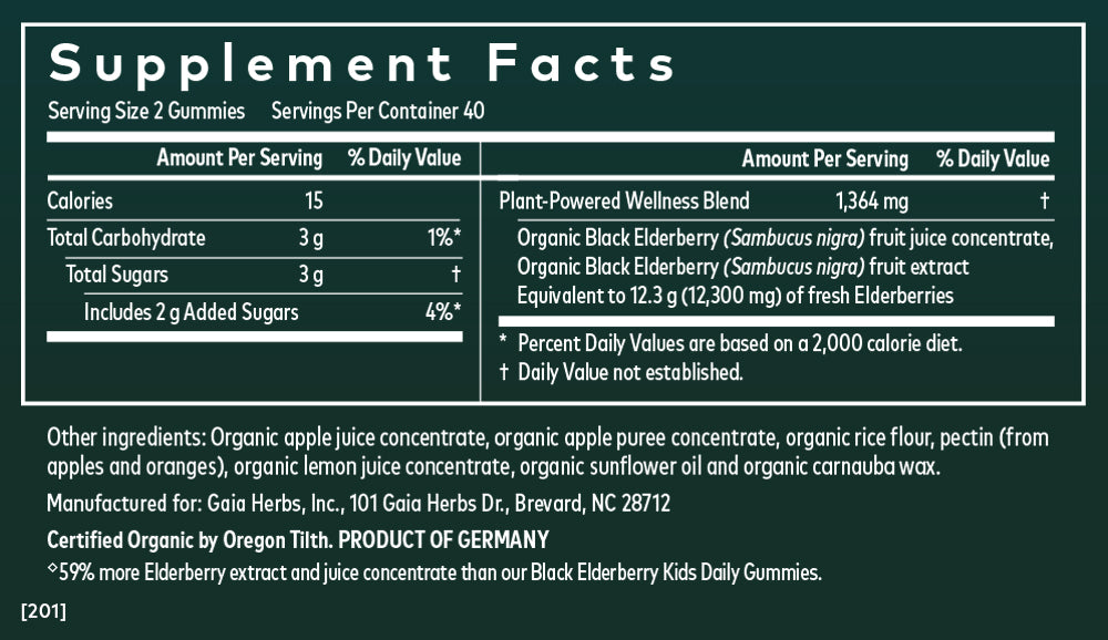 Gaia Herbs Black Elderberry Extra Strength Gummies