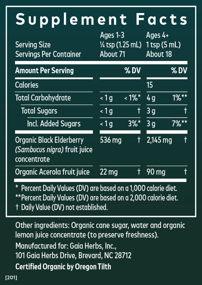 Gaia Herbs Black Elderberry Syrup Extra Strength