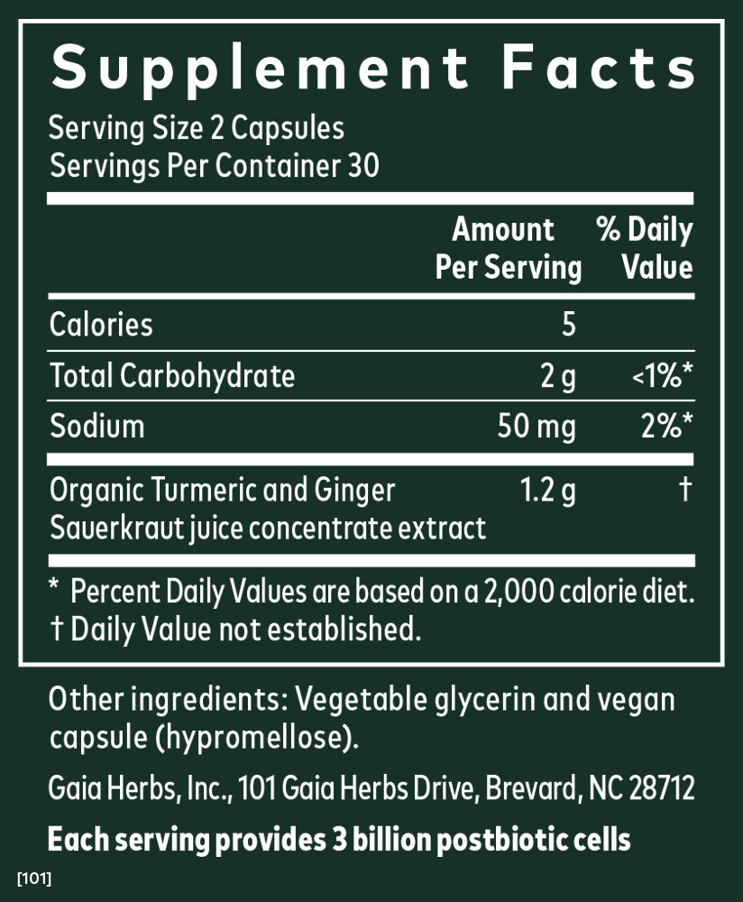 Gaia Herbs Ginger-Turmeric Postbiotic