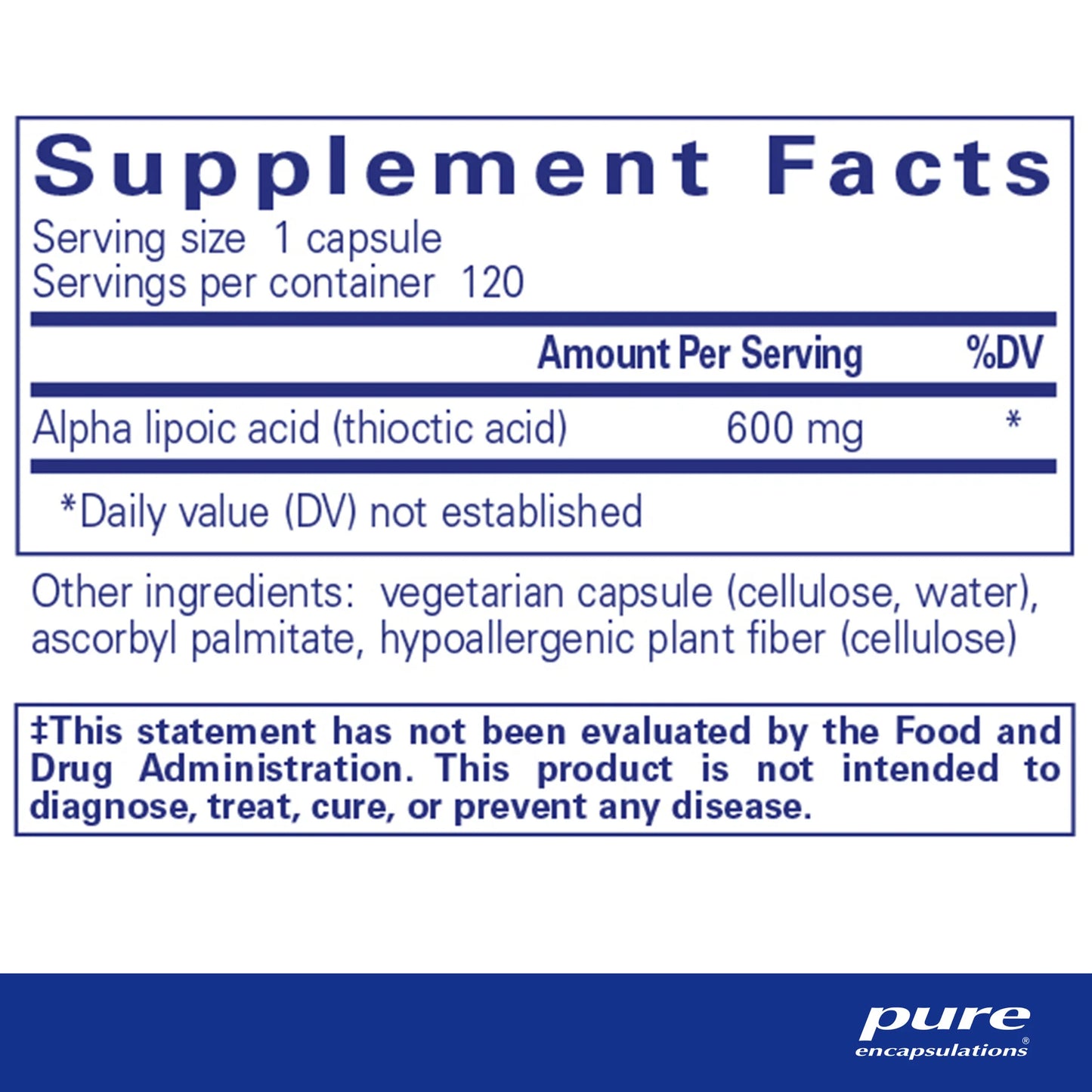 Pure Encapsulations Alpha Lipoic Acid 600 mg
