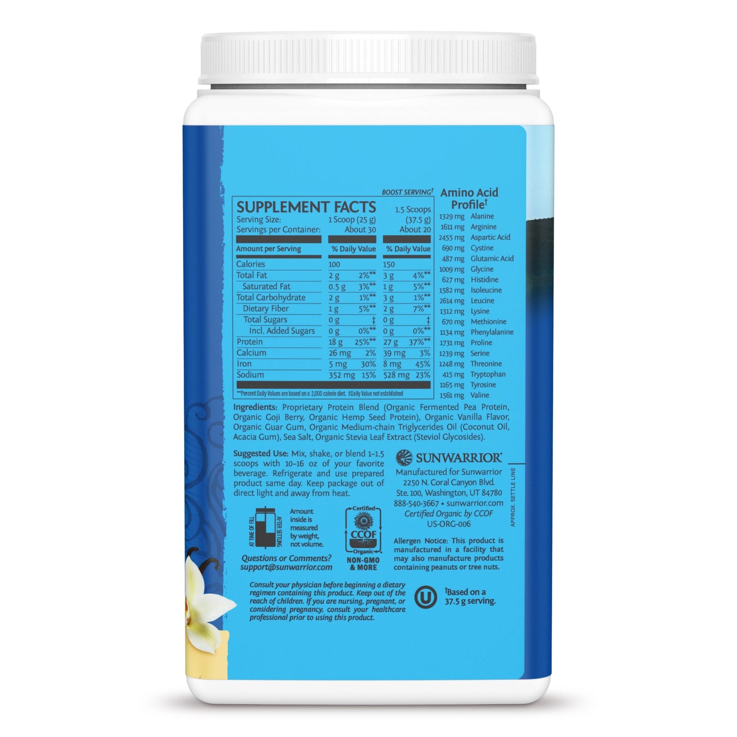 Sunwarrior Warrior Blend Organic Protein-Vanila