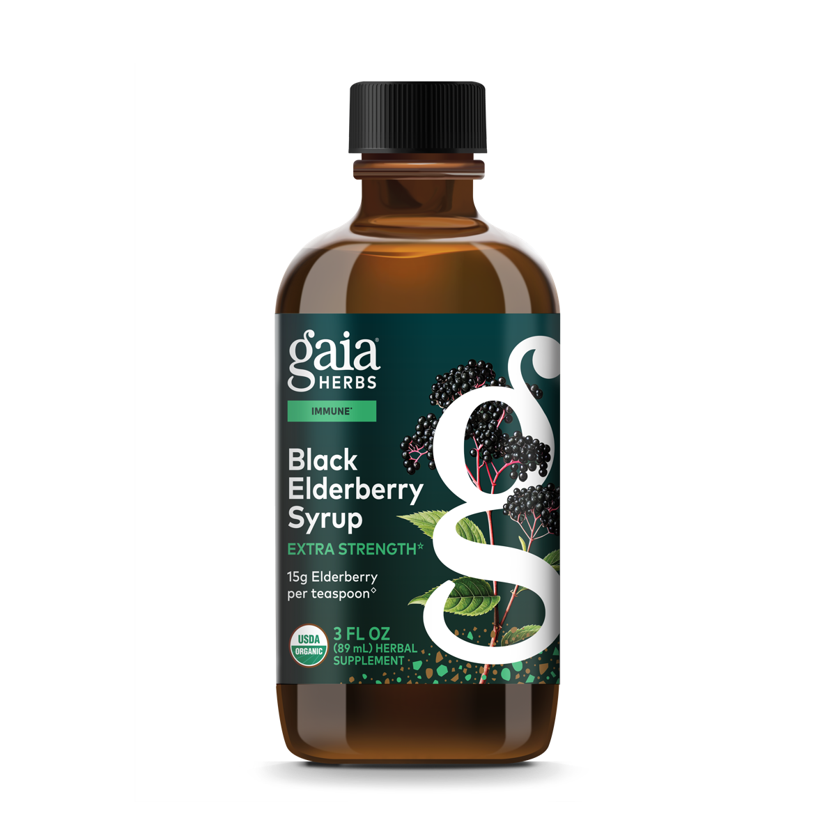 Gaia Herbs Black Elderberry Syrup Extra Strength