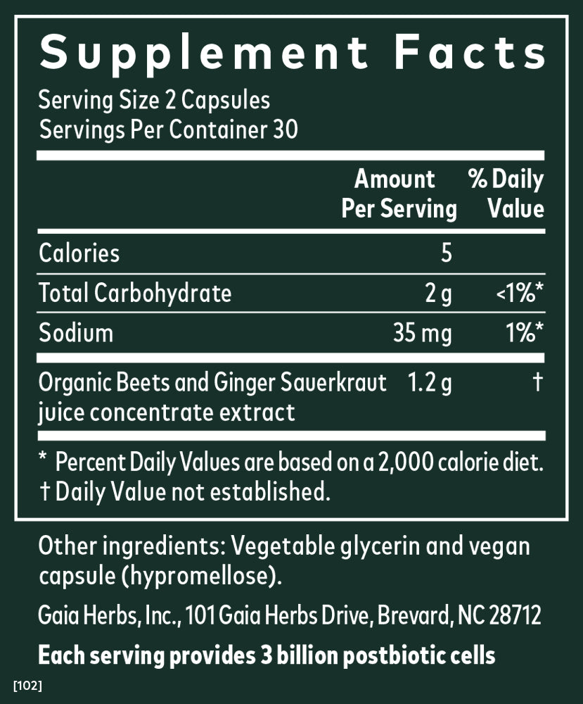 Gaia Herbs Ginger-Beet Postbiotic
