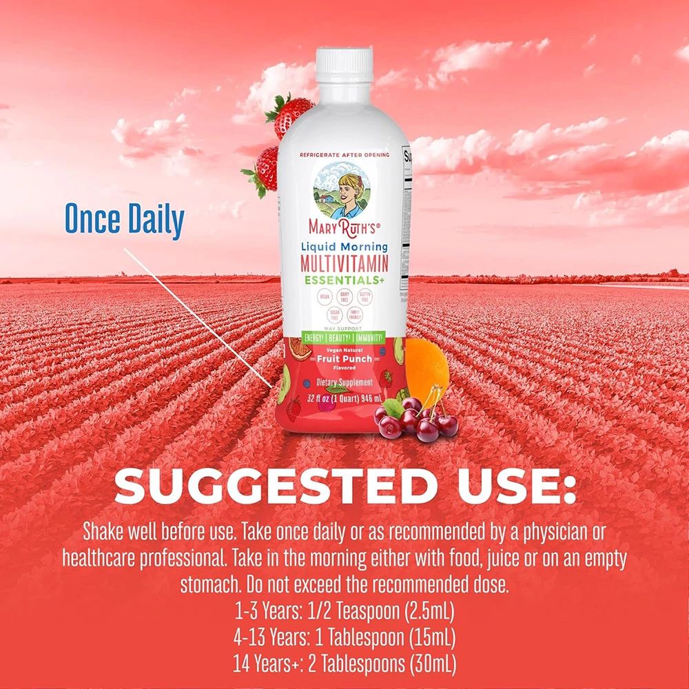 MaryRuths Fruit Punch Liquid Morning Multivitamin Essentials +