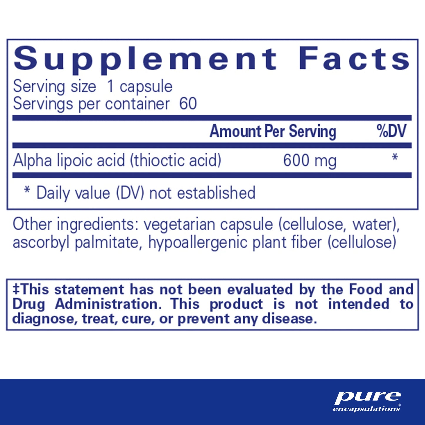 Pure Encapsulations Alpha Lipoic Acid 600 mg